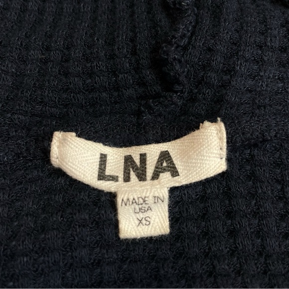 LNA ‘Eva’ High-Low Waffle Knit Hooded Sweater in ‘Midnight’ Blue Size XS - Picture 13 of 13